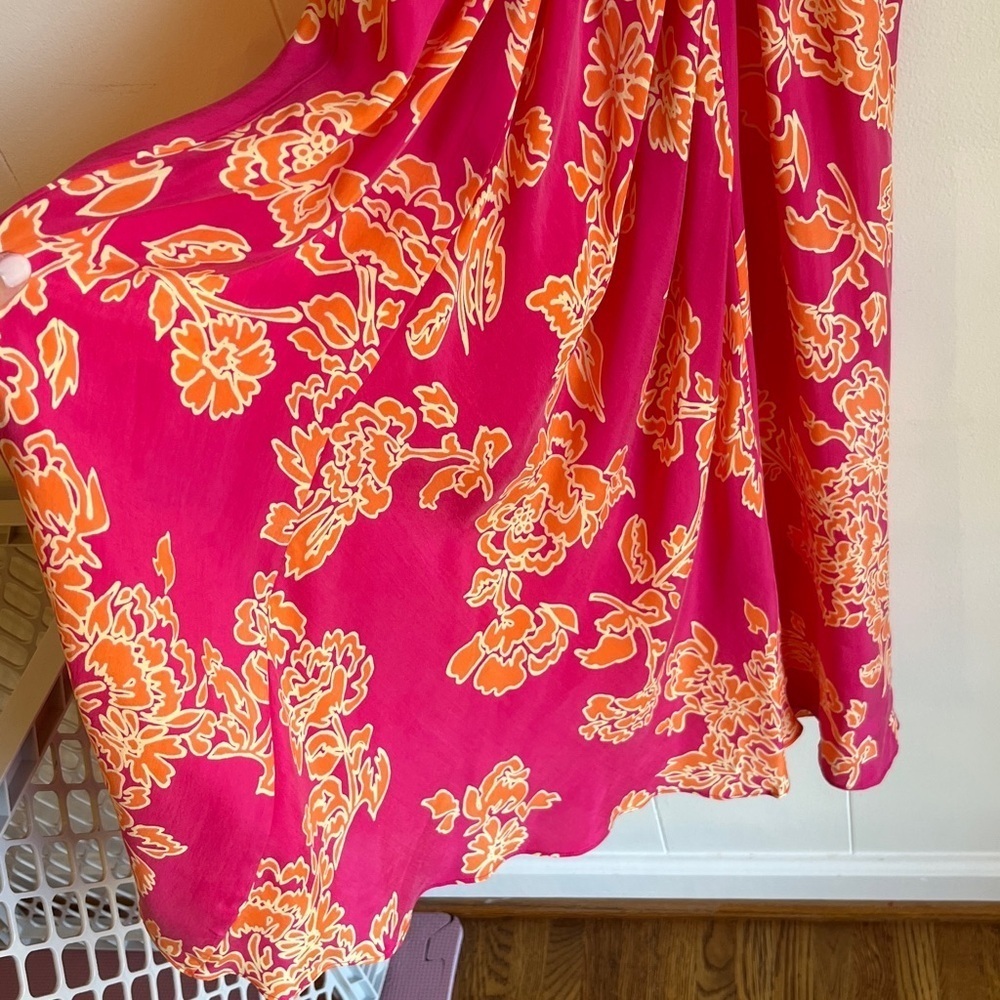 NWT Hatch X Revolve Maternity Pink Orange Floral Cutout Midi Thea Dress Sz 8-10 - Picture 11 of 16